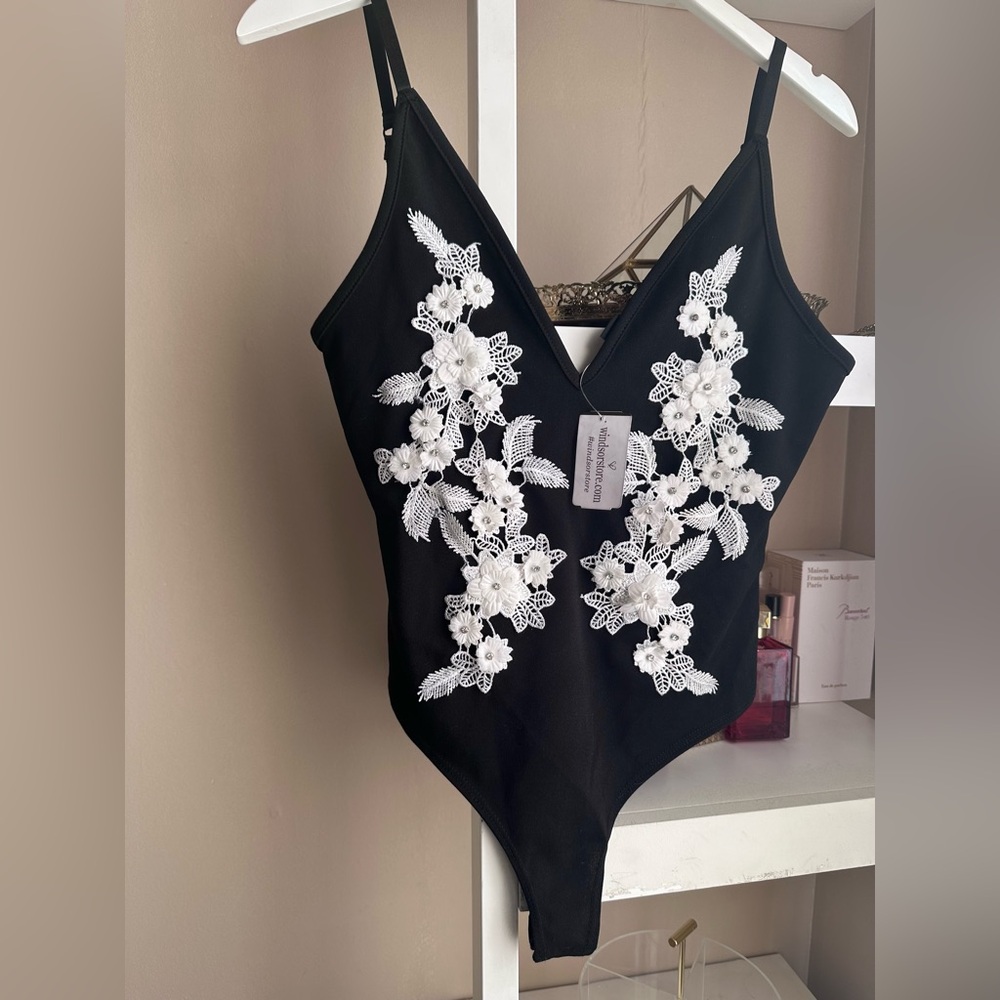 Lace floral bodysuit